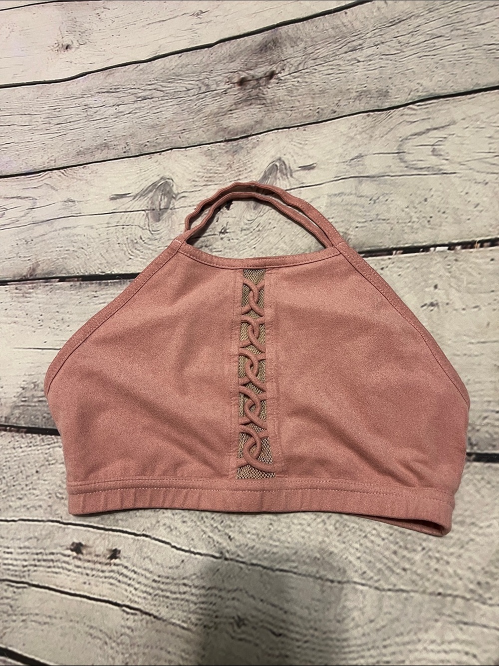 Honeycut XXS Pink High-Neck Lace-Up crop Top